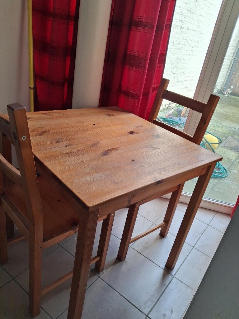 Table+ chaises, Maison & Meubles, Trois personnes, 50 à 100 cm, Carré, Enlèvement