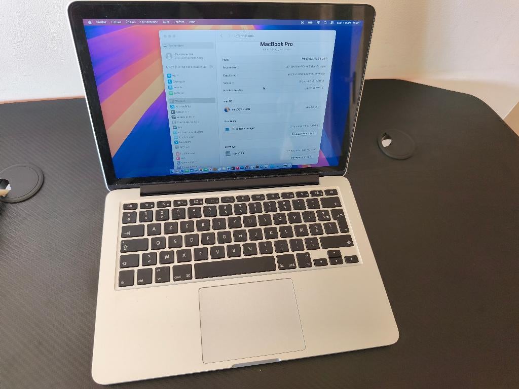 MacBook pro 13" 2015 8gb 1 TB os Sequoia 15.7.4, MacBook Pro, Enlèvement ou Envoi, Reconditionné, 1 TB ou plus