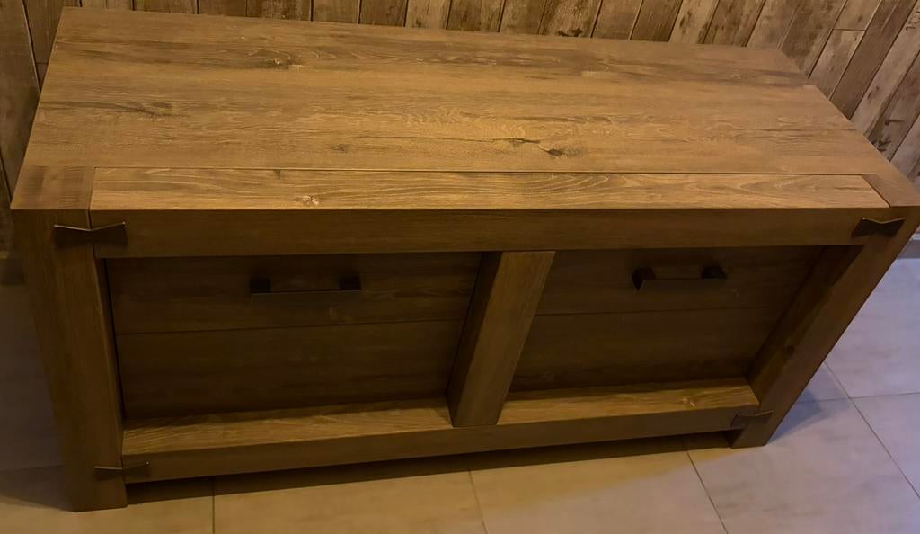 Tv kast, Huis en Inrichting, Ophalen, 100 tot 150 cm, Eikenhout, Zo goed als nieuw