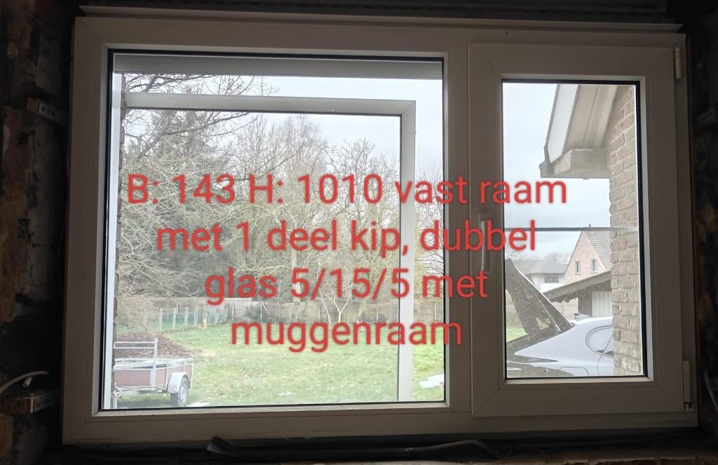 Dubbele glas pvc 143x101 cm Kommerling, Ophalen, Gevelraam of Ruit, Gebruikt, 80 tot 120 cm