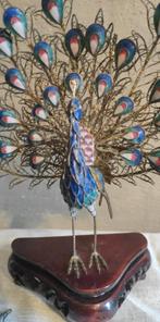 figurine de paon en filigrane doré et émail cloisonné, Verzamelen, Dierenverzamelingen, Ophalen of Verzenden, Gebruikt, Vogel