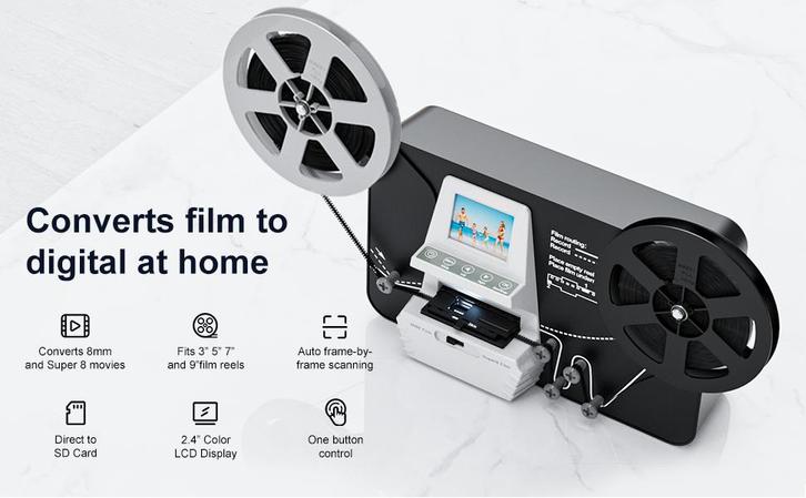 Digitale Super 8 / 8mm Filmscanner – 1080p HD – Incl 32GB SD, Audio, Tv en Foto, Filmrollen, 8mm film, Ophalen