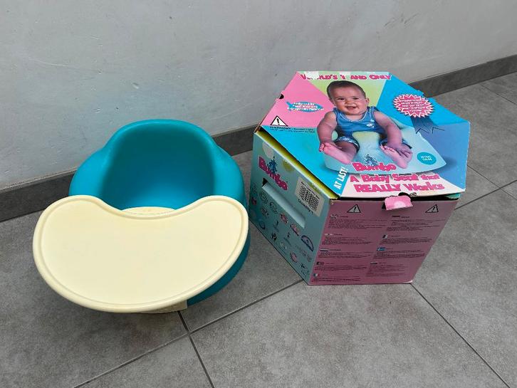 De Bumbo floor seat met tafeltje- blauw in orig doos, Kinderen en Baby's, Kinderstoelen, Gebruikt, Overige typen, Afneembaar eetblad
