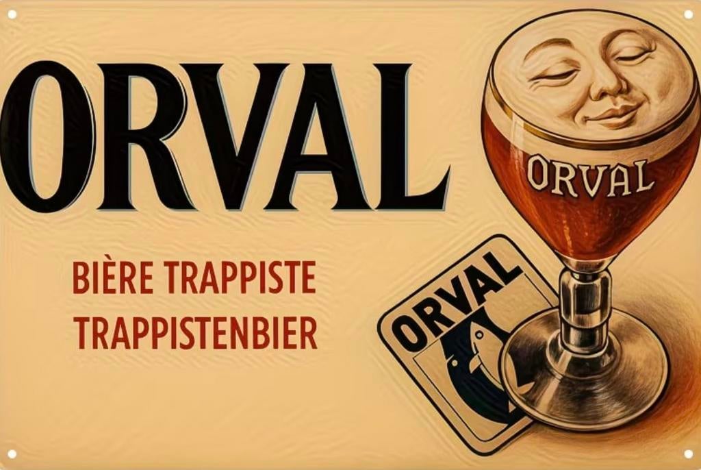 Metalen reclamebord Orval trappist - retro vintage mancave, Ophalen of Verzenden, Nieuw, Reclamebord, Plaat of Schild, Overige merken