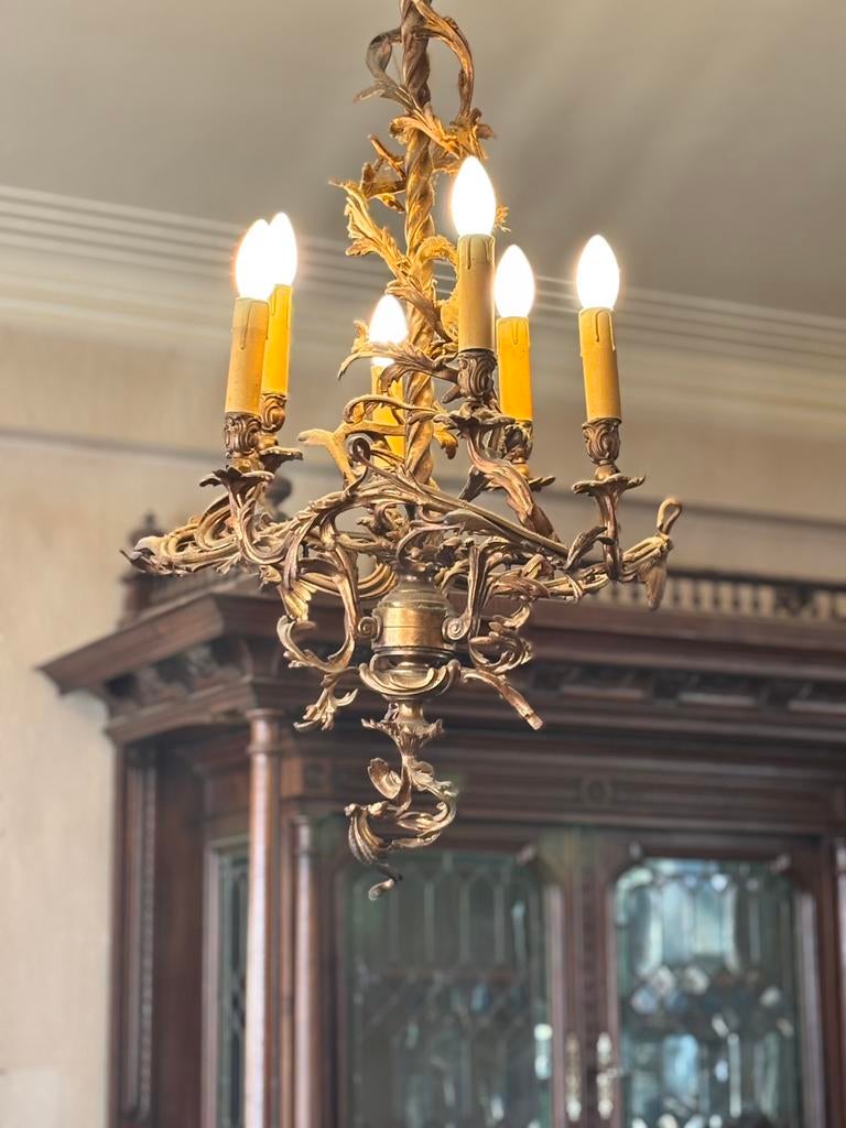 Kroonluchter in verguld brons, Ophalen, Gebruikt, Metaal, Napoleon lll