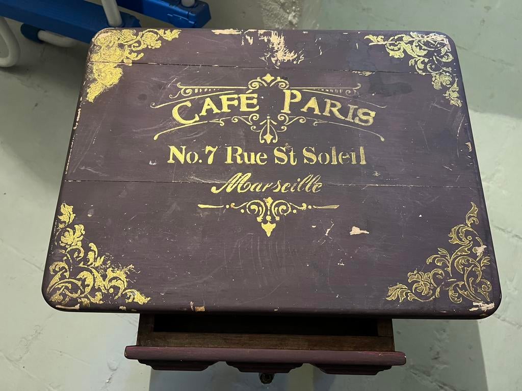 Bijzettafel / Cafe Paris / met schuif, Ophalen