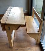 Dubbele schoolbank vol hout, Huis en Inrichting, Bureaus, Ophalen, Gebruikt, Bureau