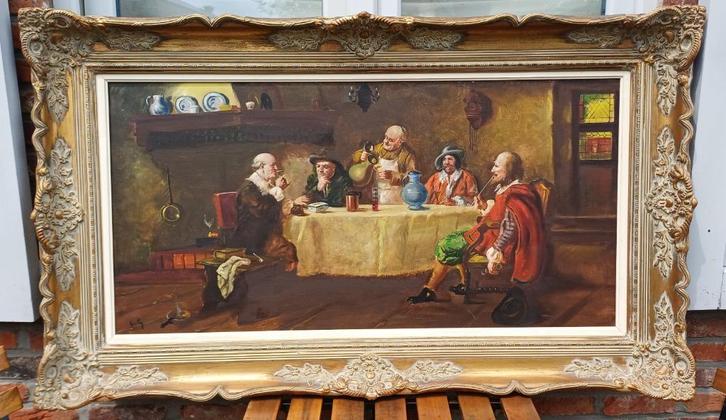 2 mooie kaders waarvan 1 met schilderij van Horly op doek, Antiek en Kunst, Kunst | Schilderijen | Klassiek, Ophalen