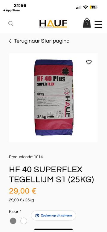 Tegellijm superflex HF 40  S1 beschikbaar voor biedingen
