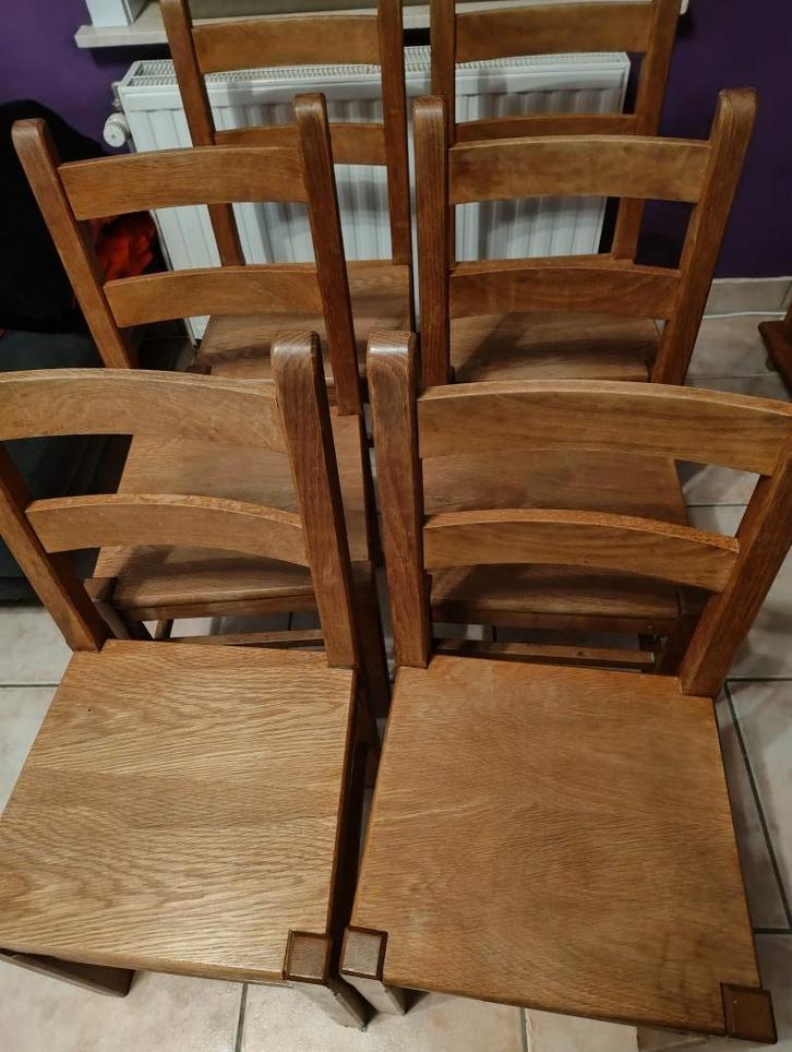 6 chaises en chêne massif – très robustes – style rustique, Maison & Meubles, Chaises, Utilisé, Cinq, Six Chaises ou plus, Bois