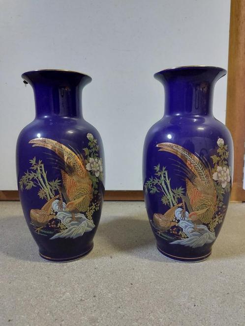 JAPAN Japanse vazen tweeling duo Aziatische fazanten, Antiquités & Art, Antiquités | Vases, Enlèvement ou Envoi