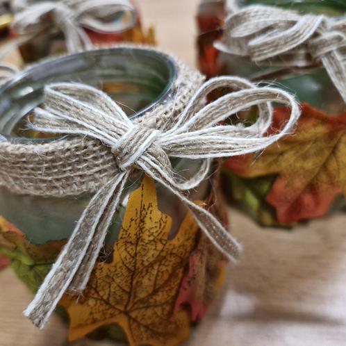 herstdecoratie: 18 potjes+verlichting+herfstbladeren, Huis en Inrichting, Woonaccessoires | Overige, Zo goed als nieuw, Ophalen