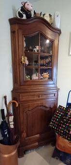 Kast - hoekkast van eikenhout en glas, Huis en Inrichting, Kasten | Vitrinekasten, Ophalen, 50 tot 100 cm, Zo goed als nieuw, 150 tot 200 cm