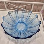 cristal Belge, blauwe fruitschaal, Ophalen of Verzenden