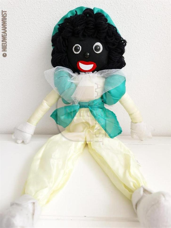 Authentieke HEMA etalage zwarte Piet pop - 55cm, geel/groen, Diversen, Sinterklaas, Verzenden