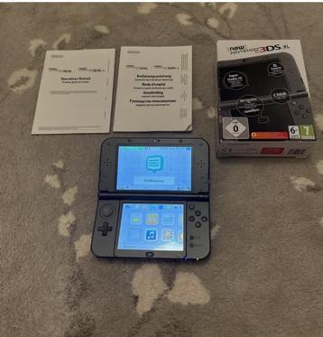 Nieuw 3DS XL metaalzwart in doos +games beschikbaar voor biedingen
