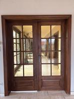 Eiken houten dubbele deur met glas, Enlèvement, Comme neuf, Verre