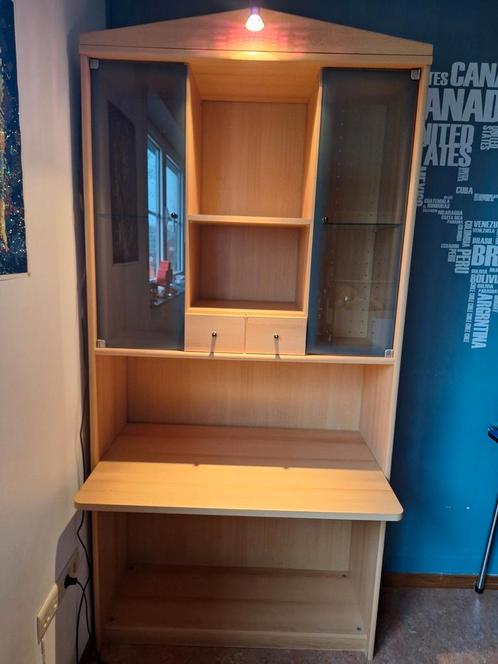 Bureaumeubel met inbouwspot, kasten en lades, Huis en Inrichting, Kasten | Computermeubels, Gebruikt, Ophalen