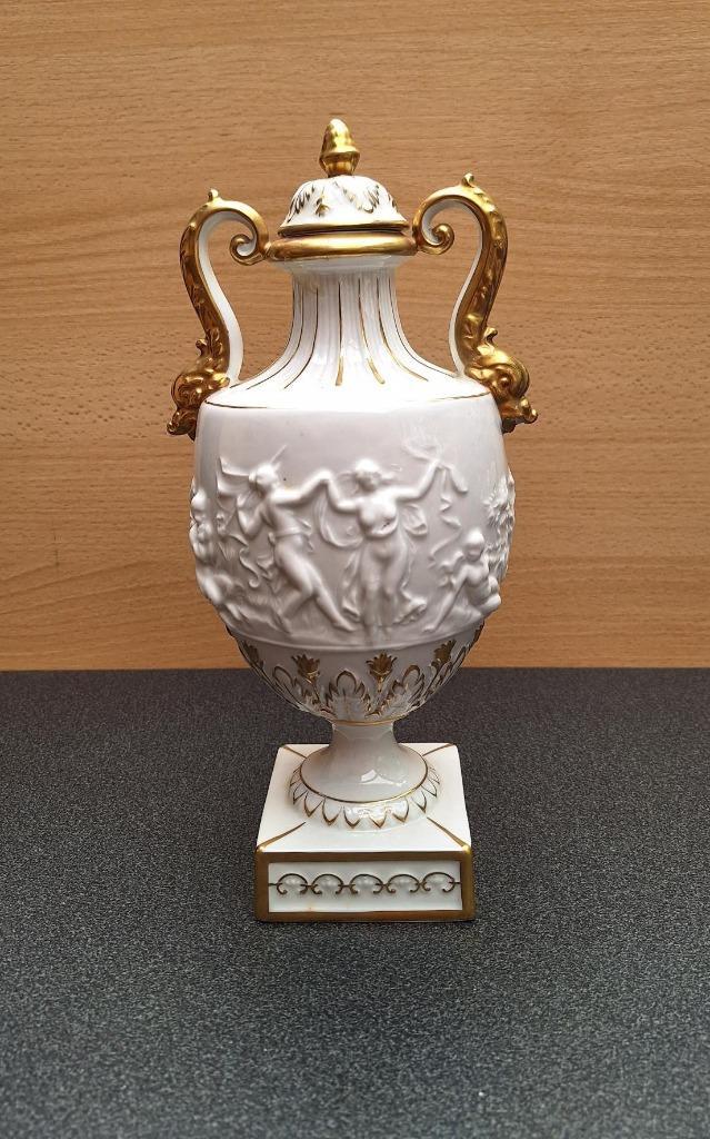 Amphore vintage en porcelaine allemande poignée cygne dorées, Antiek en Kunst, Antiek | Porselein, Ophalen of Verzenden