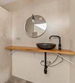 Badkamermeubel (natuurstenen kom op houten blad mét kraan), Ophalen, Zo goed als nieuw