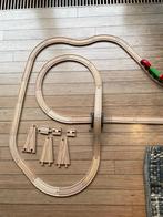 Houten treinset en toebehoren, Kinderen en Baby's, Speelgoed | Houten speelgoed, Ophalen, Zo goed als nieuw, Duw- of Trekspeelgoed