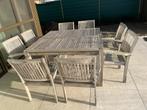 tuintafel met 8 stoelen, Tuin en Terras, Ophalen, Gebruikt, Teakhout, 8 zitplaatsen
