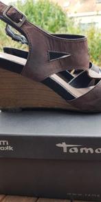 Modieuze sandalen met sleehak Tamaris maat 39, Tamaris, Bruin, Zo goed als nieuw, Sandalen of Muiltjes
