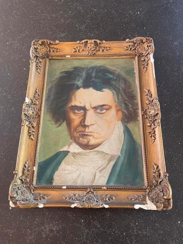 Oude olieverf Beethoven – met sierlijst beschikbaar voor biedingen