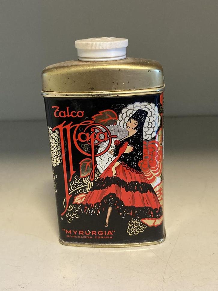 Vintage blik Maja talkpoeder, Verzamelen, Blikken, Gebruikt, Overige, Overige merken, Ophalen of Verzenden