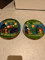 Vintage aardewerk bord met spreuk, 2 stuks in mooie staat, Antiek en Kunst, Ophalen