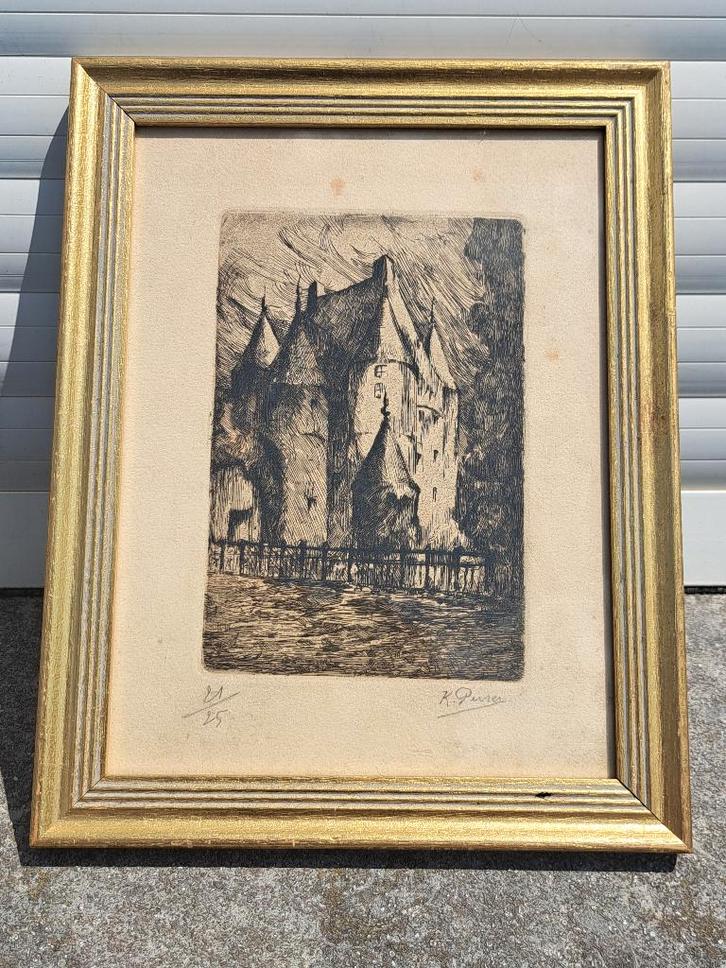 gravure signe kurt peiser, Antiek en Kunst, Kunst | Etsen en Gravures, Ophalen of Verzenden
