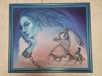 Schilderij vrouw en paard, Antiek en Kunst, Ophalen