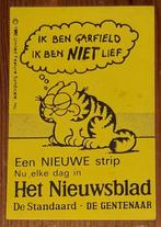 Garfield sticker 1983 Het Nieuwsblad Jim Davis, Collections, Personnages de BD, Comme neuf, Garfield, Image, Affiche ou Autocollant