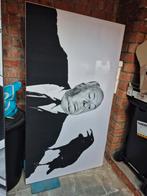 Unieke XL kunstprint op canvas – Hitchcock & Chaplin (b/w), Antiek en Kunst, Ophalen