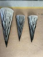 3 vintage wandlampen, Huis en Inrichting, Lampen | Wandlampen, Ophalen, Zo goed als nieuw, Glas