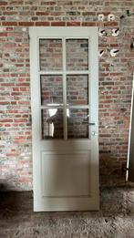 Eiken binnendeur met glas, Doe-het-zelf en Bouw, Deuren en Vliegenramen, Ophalen, Gebruikt, 80 tot 100 cm, 215 cm of meer