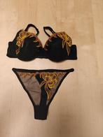 Lingerieset zwart met oker maat B75 + M, Nieuw!, Guy Giraud, Ophalen of Verzenden, Zwart, Setje