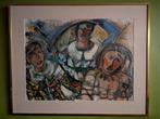 Abstract schilderij in vergulde kader (108 x 88 cm), Ophalen