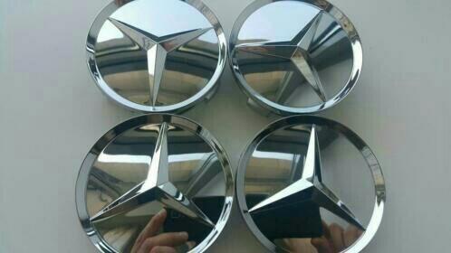 Mercedes chrome naafdoppen dia 75 mm, Auto diversen, Tuning en Styling, Ophalen of Verzenden