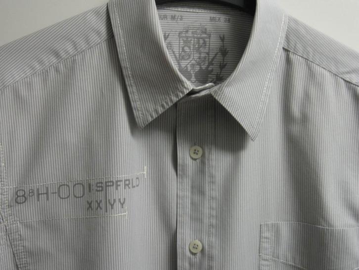 Grijs gestreept hemd met lange mouwen, Springfield, S, Kleding | Heren, Overhemden, Zo goed als nieuw, Grijs, Ophalen of Verzenden
