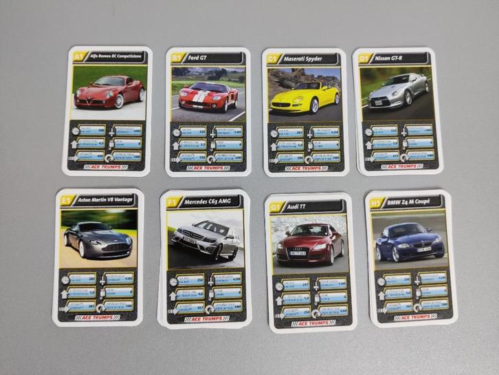 Ace Trumps - Supercars (Cartamundi), Hobby en Vrije tijd, Gezelschapsspellen | Kaartspellen, Zo goed als nieuw, Een of twee spelers