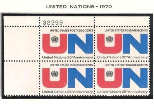 USA 1970 - 25th Anniversary United Nations -pane of 4 - MNH*, Timbres & Monnaies, Timbres | Amérique, Non oblitéré, Amérique du Nord