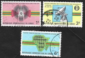 3 Postzegels 1971 Wereldradiodag  Congo-Kinshasa beschikbaar voor biedingen