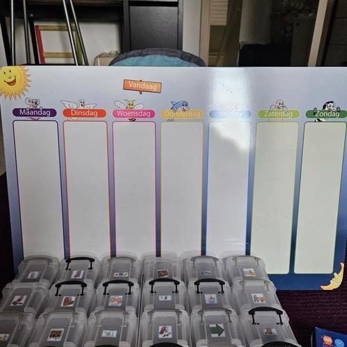 Weekplanbord met pictogrammen, uren en meer, Huis en Inrichting, Woonaccessoires | Memoborden, Zo goed als nieuw, Ophalen