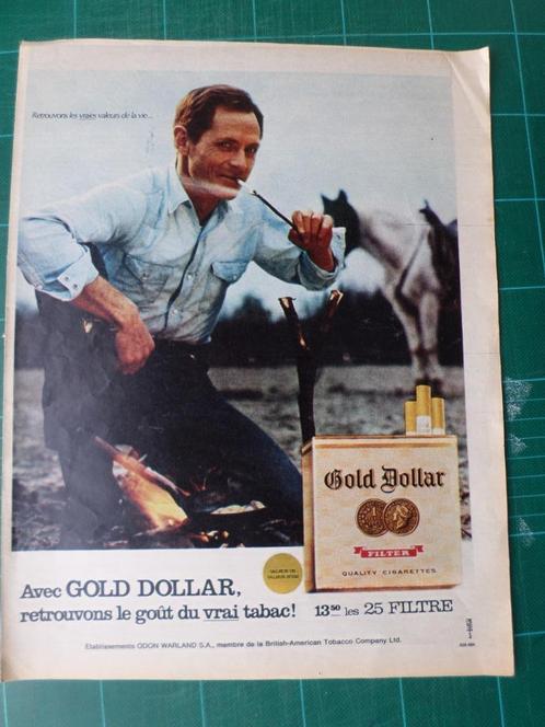 Gold Dollar cigarettes - publicité papier - 1966, Collections, Marques & Objets publicitaires, Utilisé, Autres types, Enlèvement ou Envoi