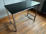 Table haute comme neuve / plateau bois foncé pied en Inox, Enlèvement, Comme neuf