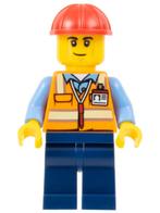 Lego figuur adp060 Construction Worker - Male / B1, Ophalen of Verzenden, Zo goed als nieuw, Losse stenen, Lego