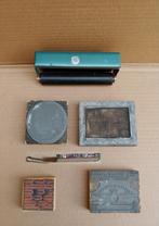 6 vintage stempels oa. Boekstempel, filosoof Souriau, Ophalen, Gebruikt, Houten stempel