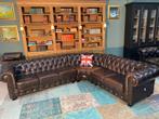 Chesterfield hoek zetel bruin gevlamd GRATIS GELEVERD, Ophalen of Verzenden, Leer