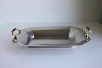 Inox tray met vergulde handvaten – merk Pierfranco Gnali beschikbaar voor biedingen